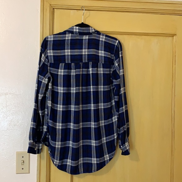 American Eagle Shirt Boyfriend Fit plaid flannel popover top size small - Picture 2 of 7